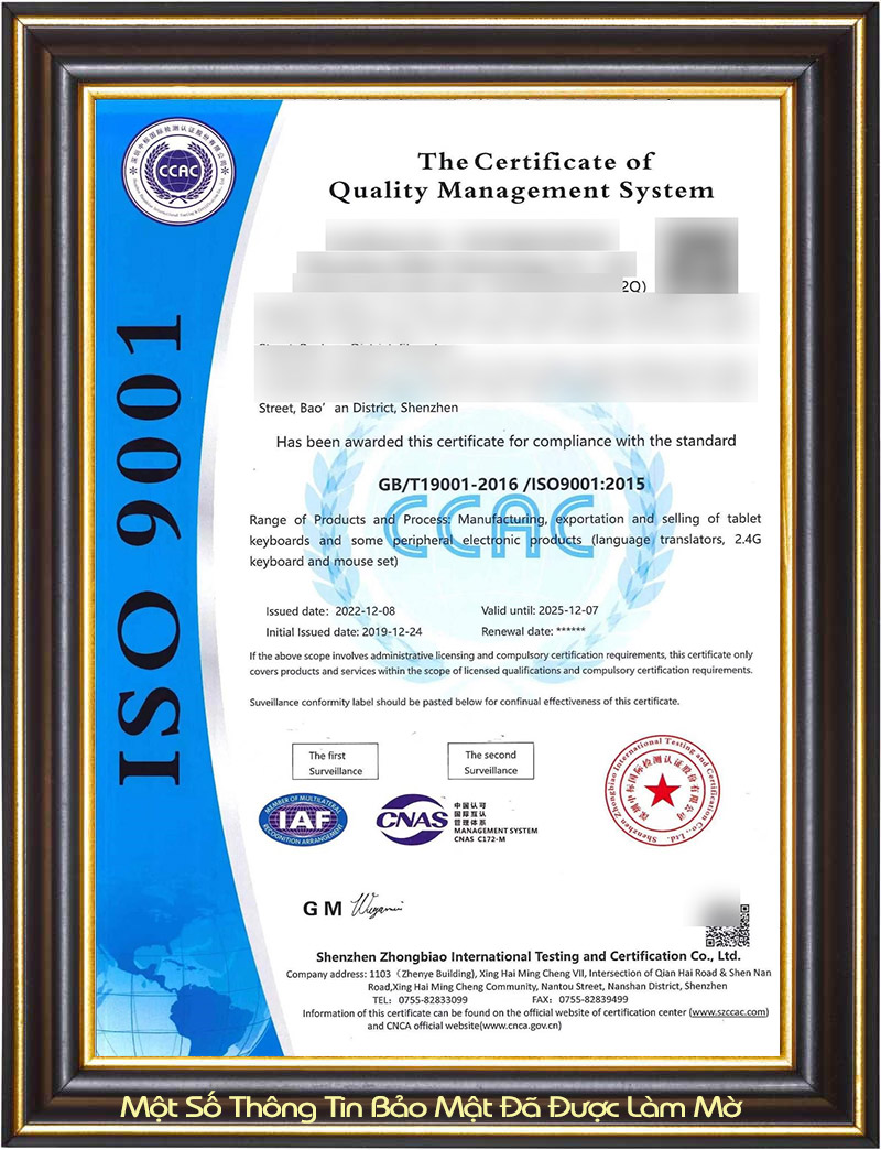 Chứng Nhận ISO 9001