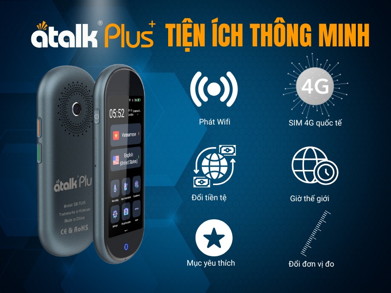Máy Phiên Dịch ATalk Plus + | Dịch Tự Động - Không Cần Bấm Nút