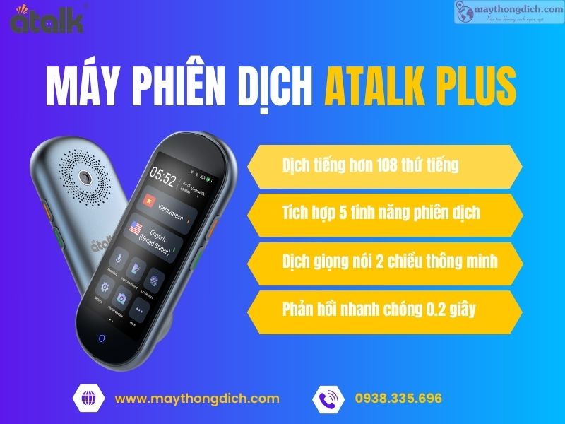 Máy thông dịch ATalk Plus dịch nhanh chuẩn xác hỗ trợ AI Máy thông dịch ATalk Plus dịch nhanh chuẩn xác hỗ trợ AI