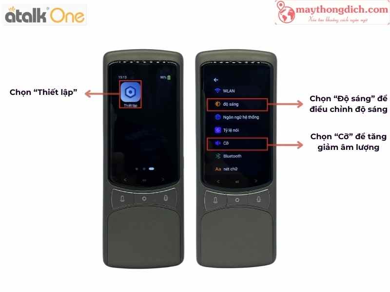 Cách tùy chỉnh âm lương và độ sáng trên ATalk One