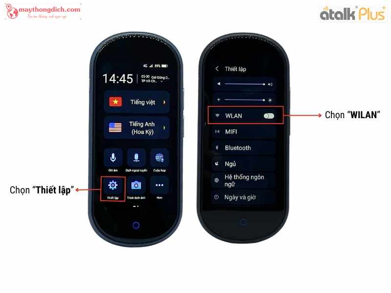 Kết nối mạng Wifi cho máy dịch ATalk Plus+