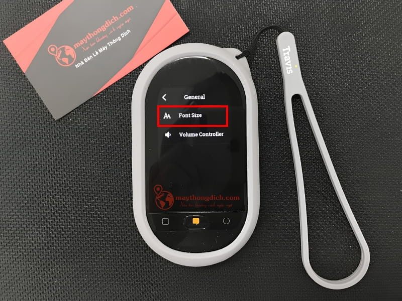 Nhấn chọn font size để điều chỉnh cỡ chữ máy travis Touch 