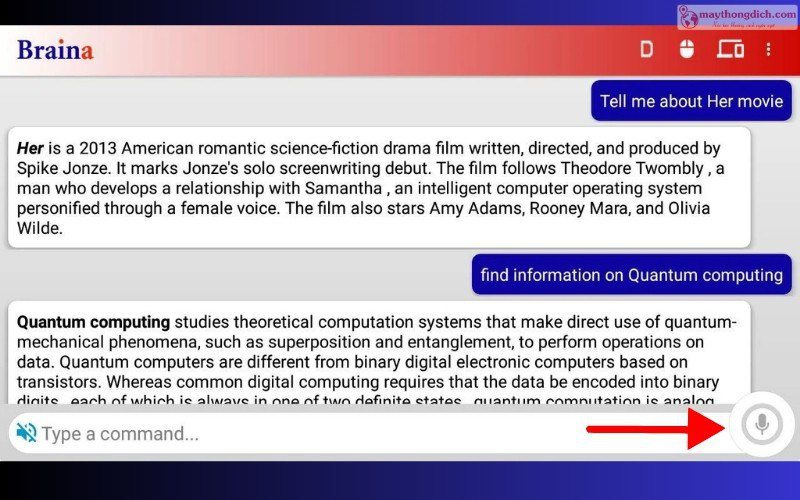 Braina Pro là ứng dụng trợ lý cá nhân thông minh dành cho PC, Android và iOS