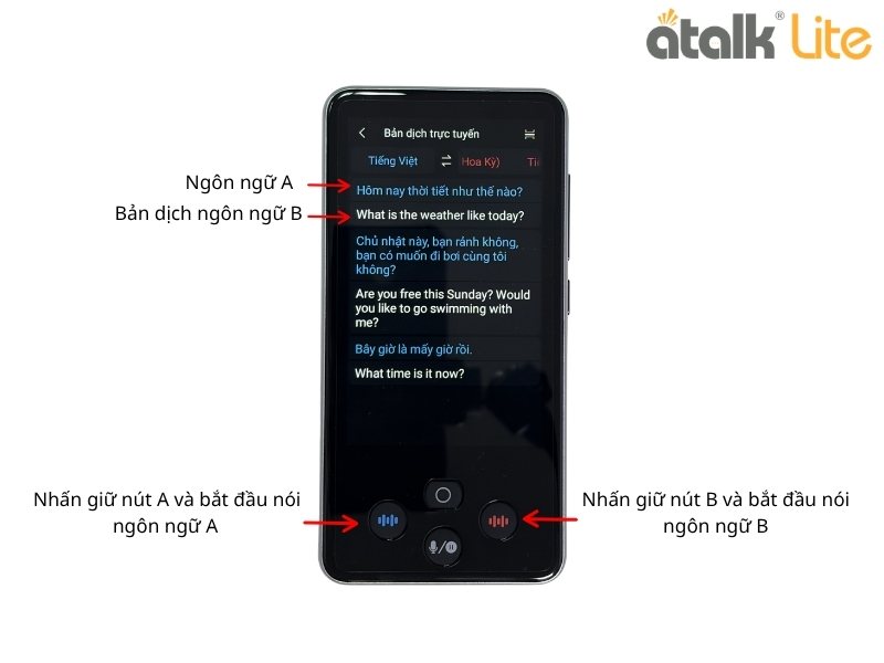 Cách Dùng Máy Phiên Dịch 2 Chiều ATalk Lite - Dịch Trực Tuyến