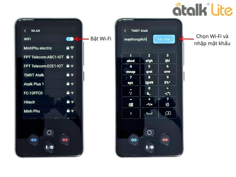 Cách Thiết Lập Wifi Trên Máy Dịch ATalk Lite