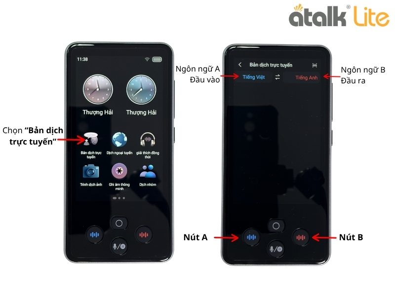Hướng Dẫn Dùng Máy Dịch Ngôn Ngữ Cầm Tay ATalk Lite - Dịch Trực Tuyến