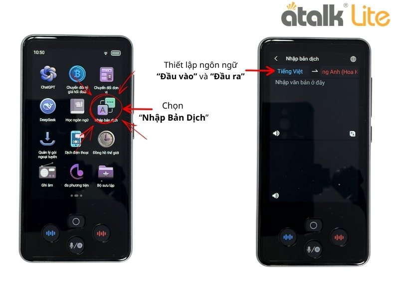 Hướng Dẫn Sử Dụng Máy Phiên Dịch ATalk Lite Dịch Văn Bản