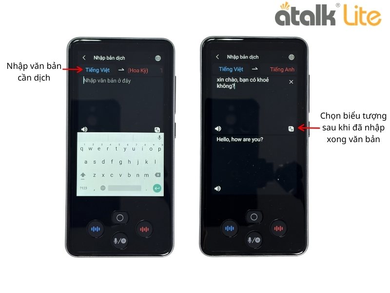 Hướng Dẫn Sử Dụng Máy Phiên Dịch Cầm Tay ATalk Lite Dịch Văn Bản