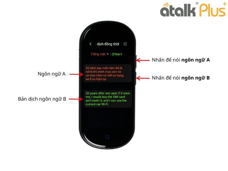 Cách Thiết Lập Ngôn Ngữ Cho Tính Năng Phiên Dịch Đồng Thời Trên Máy Phiên Dịch Trực Tiếp ATalk Plus+