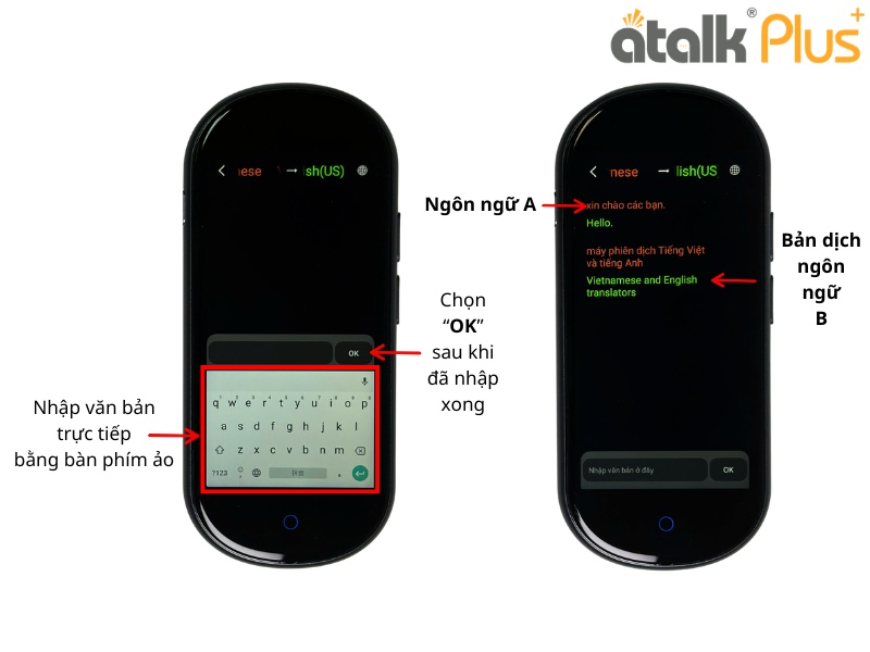 Hướng Dẫn Nhập Nội Dung Và Sử Dụng Chế Độ Dịch Văn Bản Trên ATalk Plus+
