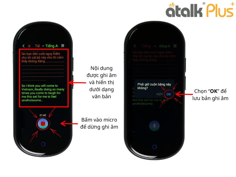Hướng Dẫn Sử Dụng Tính Năng Dịch Ghi Âm Của Máy Phiên Dịch 2 Chiều ATalk Plus+