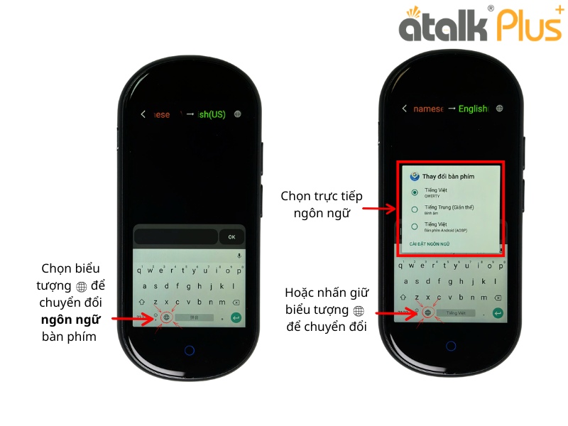 Hướng Dẫn Thiết Lập Bàn Phím Đa Ngôn Ngữ Trên ATalk Plus+