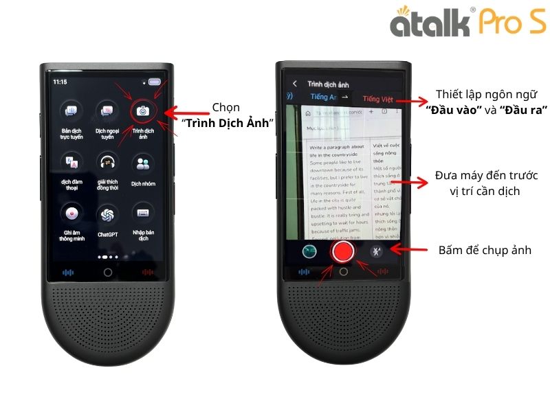 Hướng Dẫn Sử Dụng Máy Dịch ATalk Pro S - Dịch hình ảnh