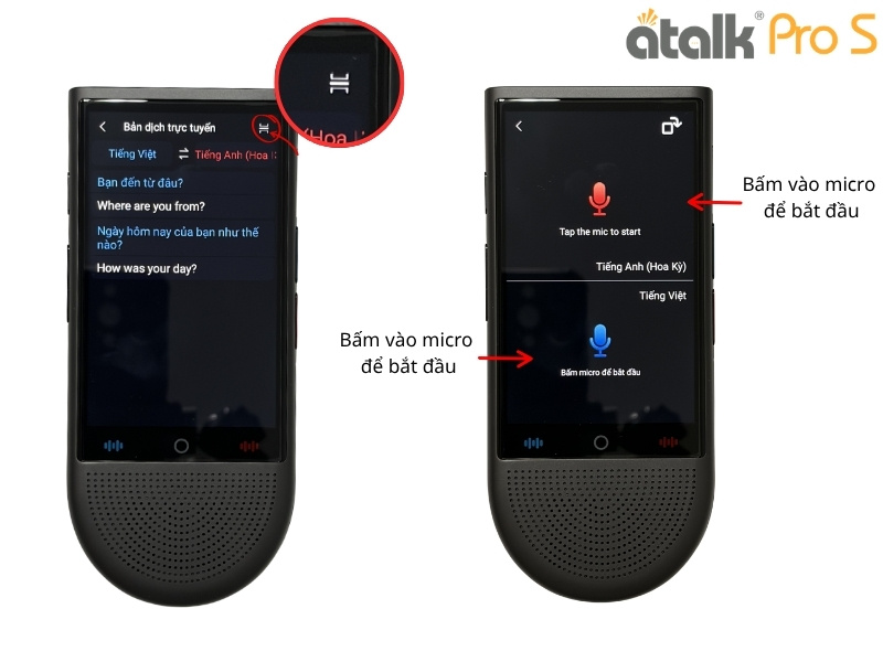 Hướng Dẫn Sử Dụng Máy Phiên Dịch 2 Chiều ATalk Pro S - Dịch trực tuyến