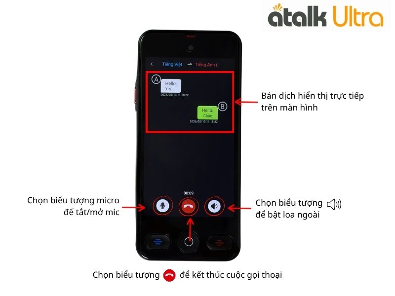 Bản Dịch Sẽ Được Hiển Trị Trực Tiếp Trên Màn Hình Của 2 Thiết Bị