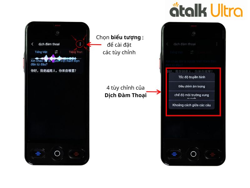 Các Chế Độ Tùy Chỉnh Trên Máy Phiên Dịch ATalk Ultra