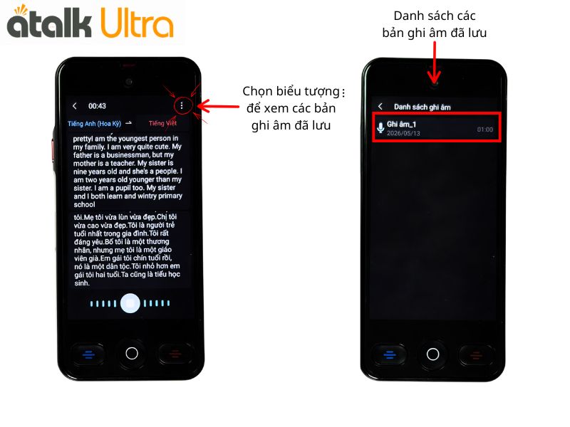 Cách Lưu Bản Ghi Âm Trên Máy Phiên Dịch ATalk Ultra 