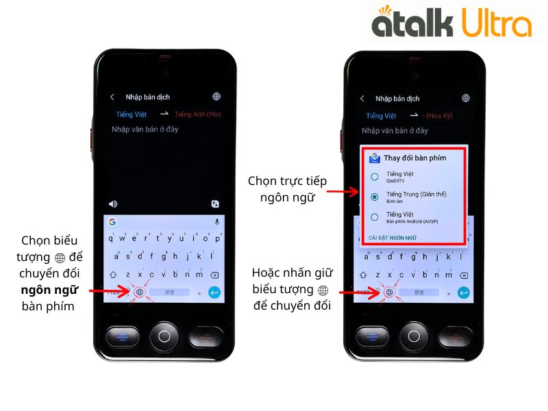 Chuyển Đổi Bàn Phím Trên ATalk Ultra