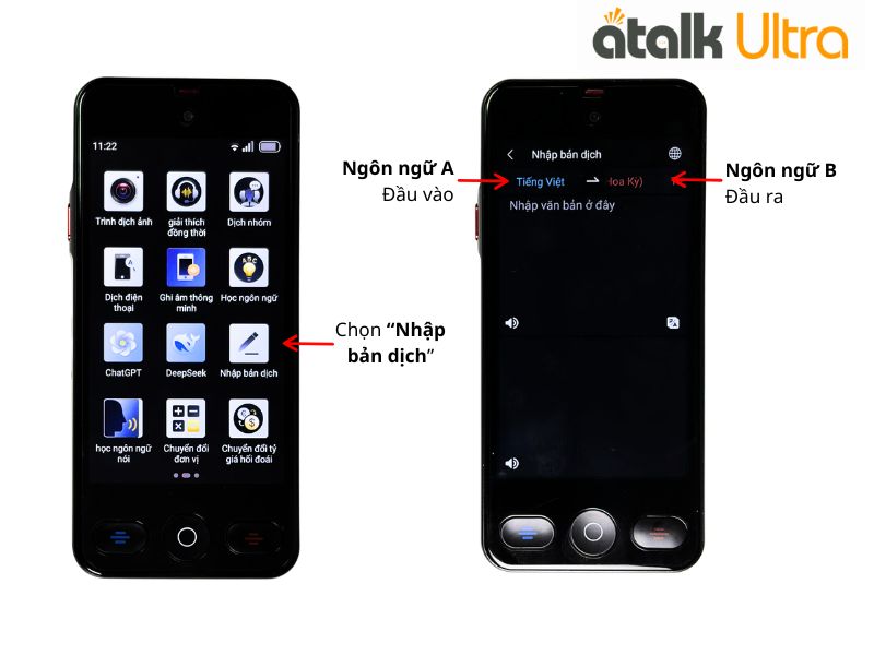 Hướng Dẫn Cách Dịch Văn Bản Trên Máy Thông Dịch ATalk Ultra  