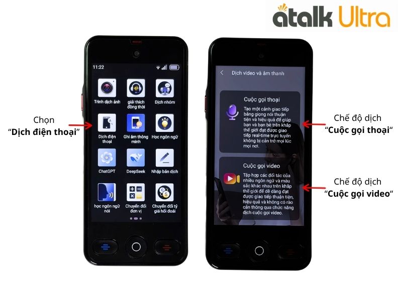 Hướng Dẫn Cách Sử Dụng Tính Năng Phiên Dịch Cuộc Video Trên Máy Dịch ATalk Ultra  