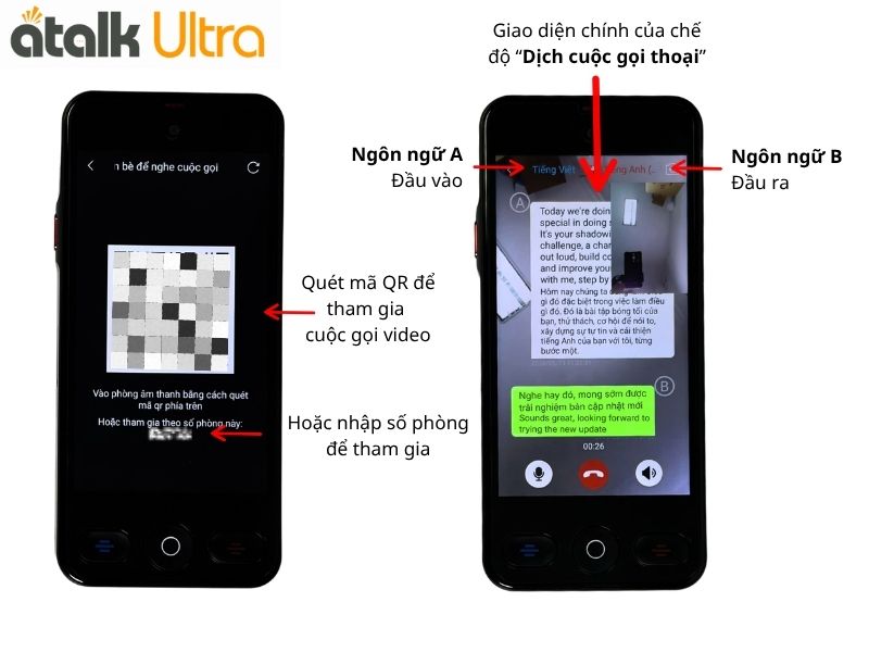 Kết Nối Máy Phiên Dịch ATalk Ultra Với Điện Thoại Thông Qua Mã QR