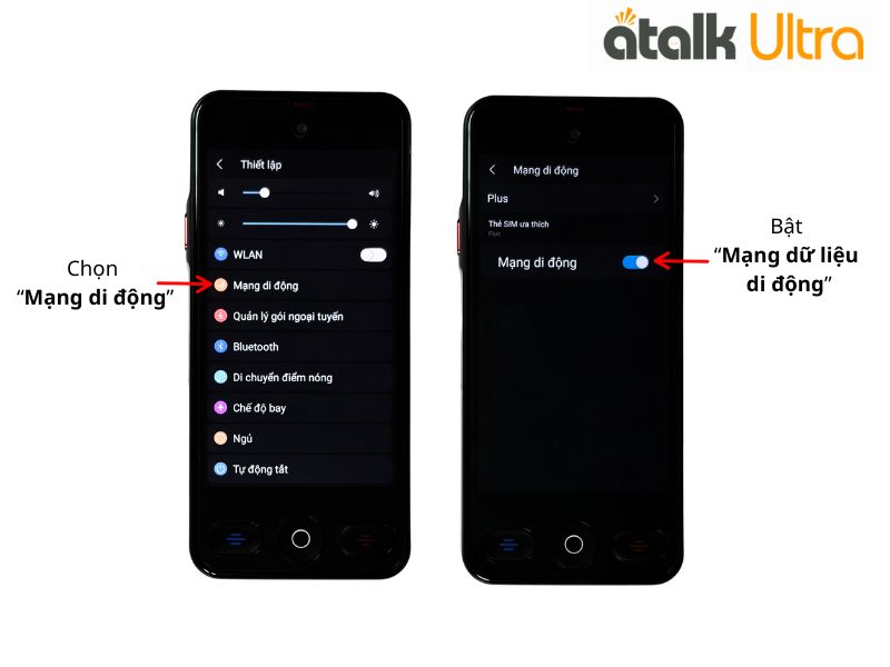 Cách Bật Dữ Liệu Mạng Trên Máy Dịch ATalk Ultra