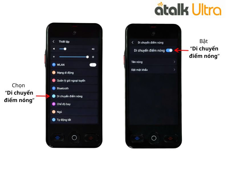 Cách Chia Sẻ Mạng Di Động Trên ATalk Ultra 
