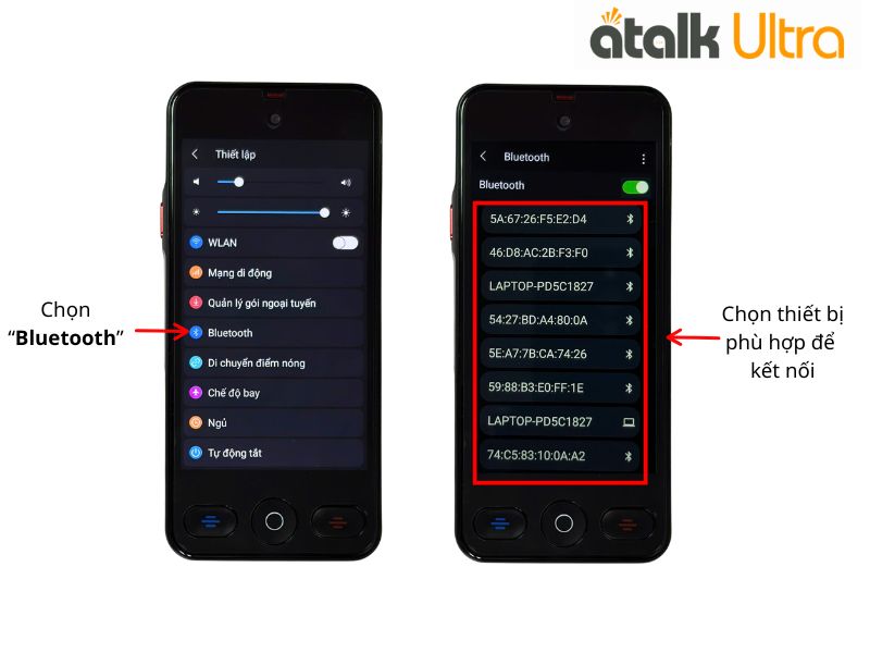 Cách Kết Nối Bluetooth Trên Máy Phiên Dịch ATalk Ultra