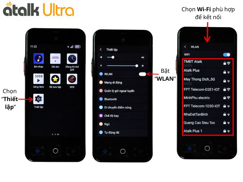 Cách Kết Nối Wifi Trên Máy Phiên Dịch ATalk Ultra 