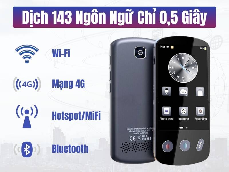 Máy thông dịch A-Tech Go P60 dịch được 143 ngôn ngữ phổ biến trên thế giới