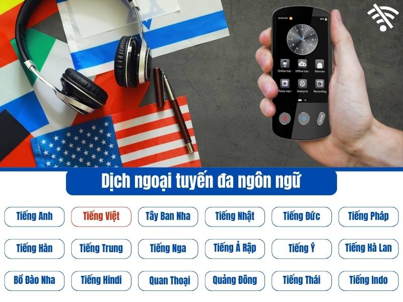 Máy thông dịch trực tiếp A-Tech Go P60 dịch ngoại tuyến 19 thứ tiếng