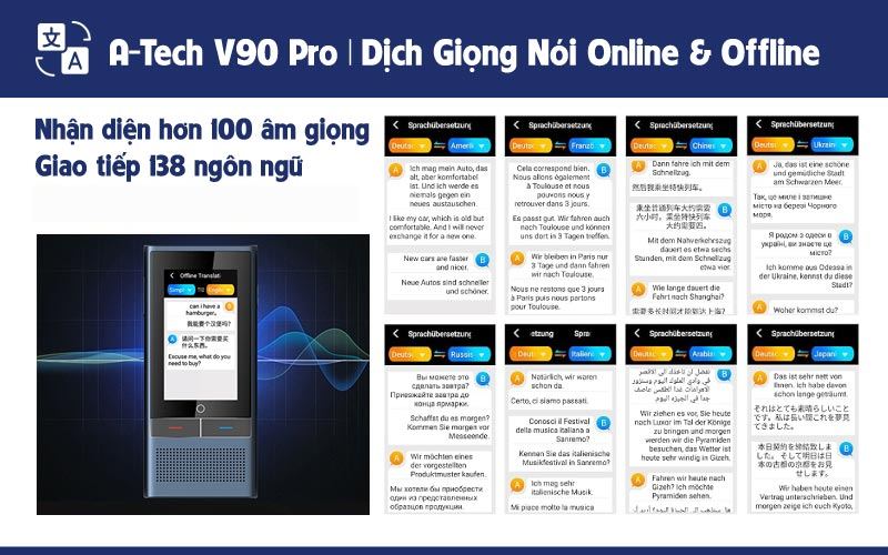 Tính năng dịch giọng nói Online & offline trên máy dịch đa ngôn ngữ A-Tech V90 Pro Tính năng dịch giọng nói Online & offline trên máy dịch đa ngôn ngữ A-Tech V90 Pro