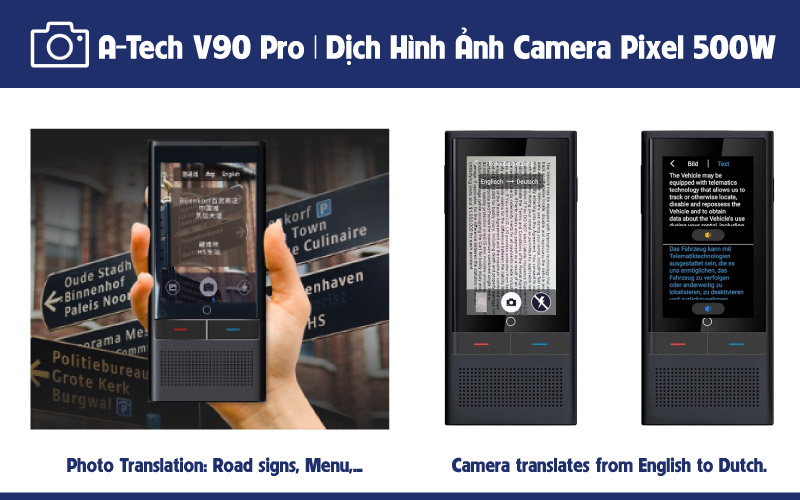 Tính năng dịch chụp ảnh qua Camera trên máy dịch thuật A-Tech V90 Pro