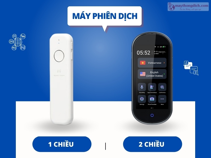 Máy phiên dịch 1 chiều và máy phiên dịch 2 chiều Máy phiên dịch 1 chiều và máy phiên dịch 2 chiều