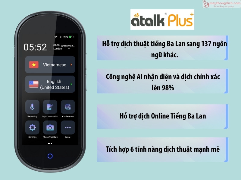 Máy phiên dịch tiếng Ba Lan Atalk Plus New