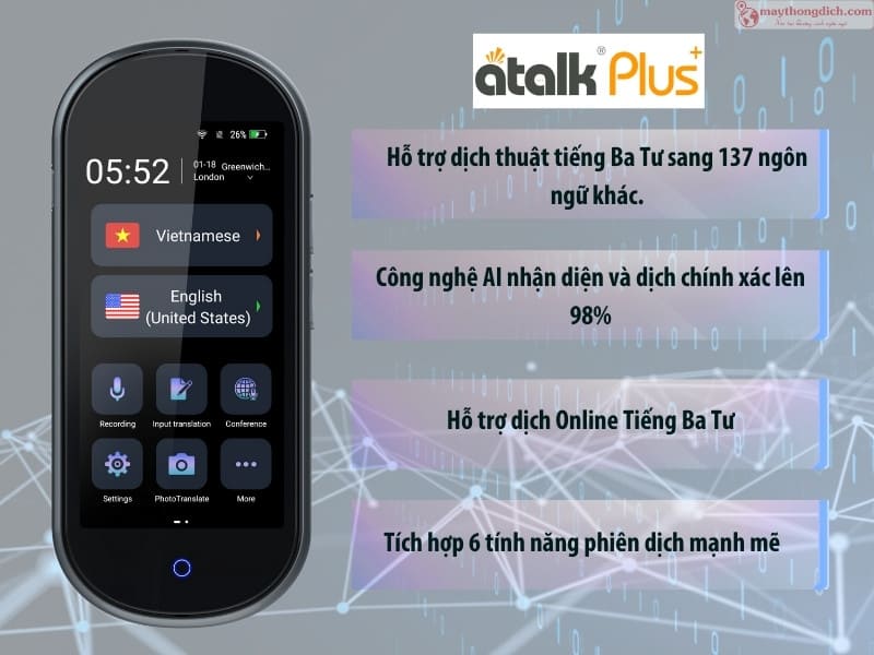 Máy phiên dịch tiếng Ba Tư Atalk Plus+ Máy phiên dịch tiếng Ba Tư Atalk Plus+