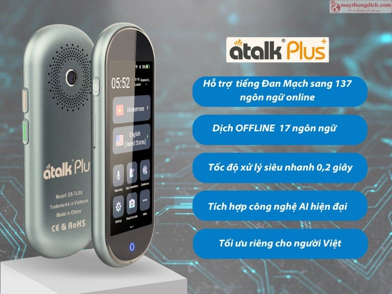Máy dịch tiếng Đan Mạch Atalk Plus+ Máy dịch tiếng Đan Mạch Atalk Plus+