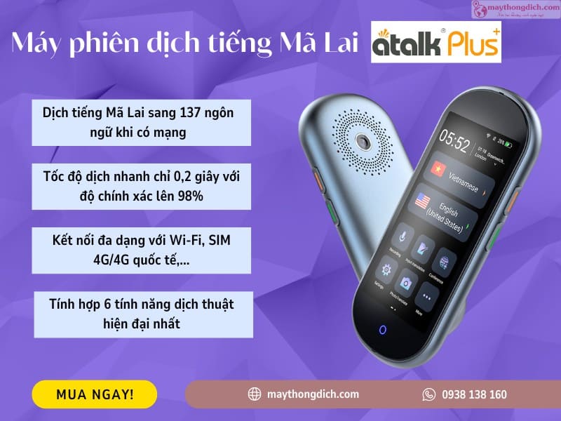 Máy phiên dịch tiếng Mã Lai Atalk Plus+ Máy phiên dịch tiếng Mã Lai Atalk Plus+