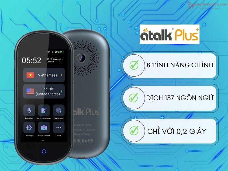 Máy phiên dịch tiếng Tonga Atalk Plus+ Máy phiên dịch tiếng Tonga Atalk Plus+