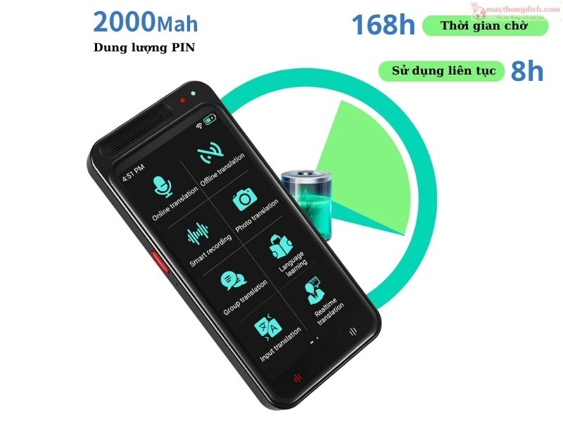 Máy Thông Dịch Vtalk có dung lượng pin lớn