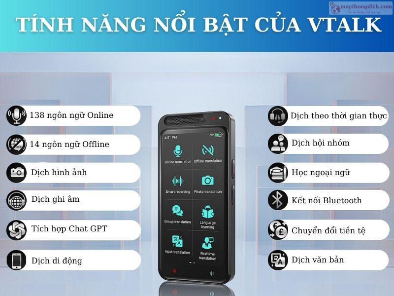 Tính Năng Chính Của Máy Thông Dịch Vtalk