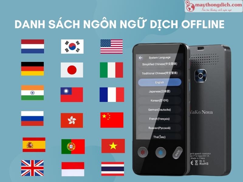Danh sách ngôn ngữ dịch Offline