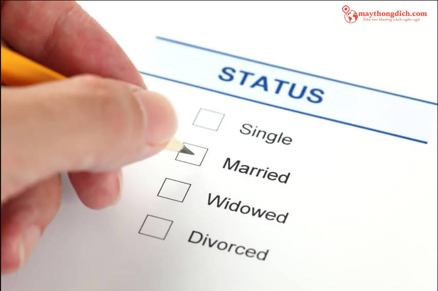 Danh sách từ vựng về tình trạng hôn nhân gia đình