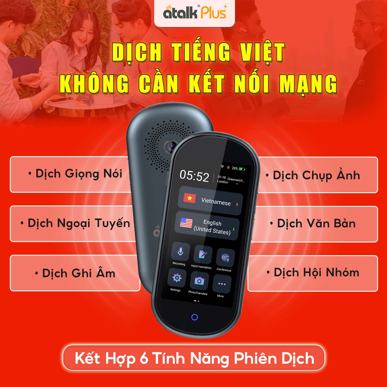 6 Tính Năng Phiên Dịch Trên Máy Dịch Ngôn Ngữ ATalk Plus+