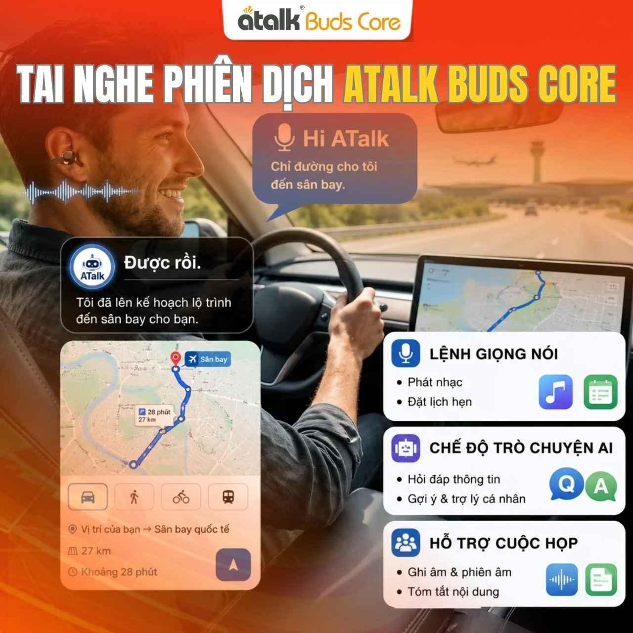 ATalk Buds Core Tích Hợp Trợ Lý AI Thông Minh Hỗ Trợ Hiệu Quả