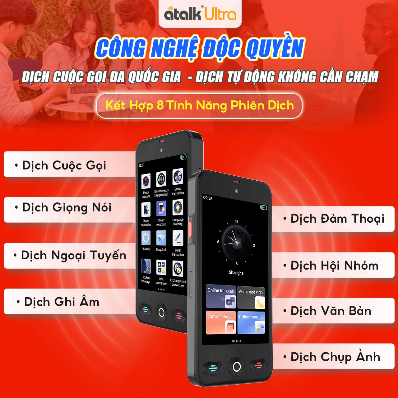 ATalk Ultra Hỗ Trợ 8 Tính Năng Phiên Dịch Chính Tiện Lợi