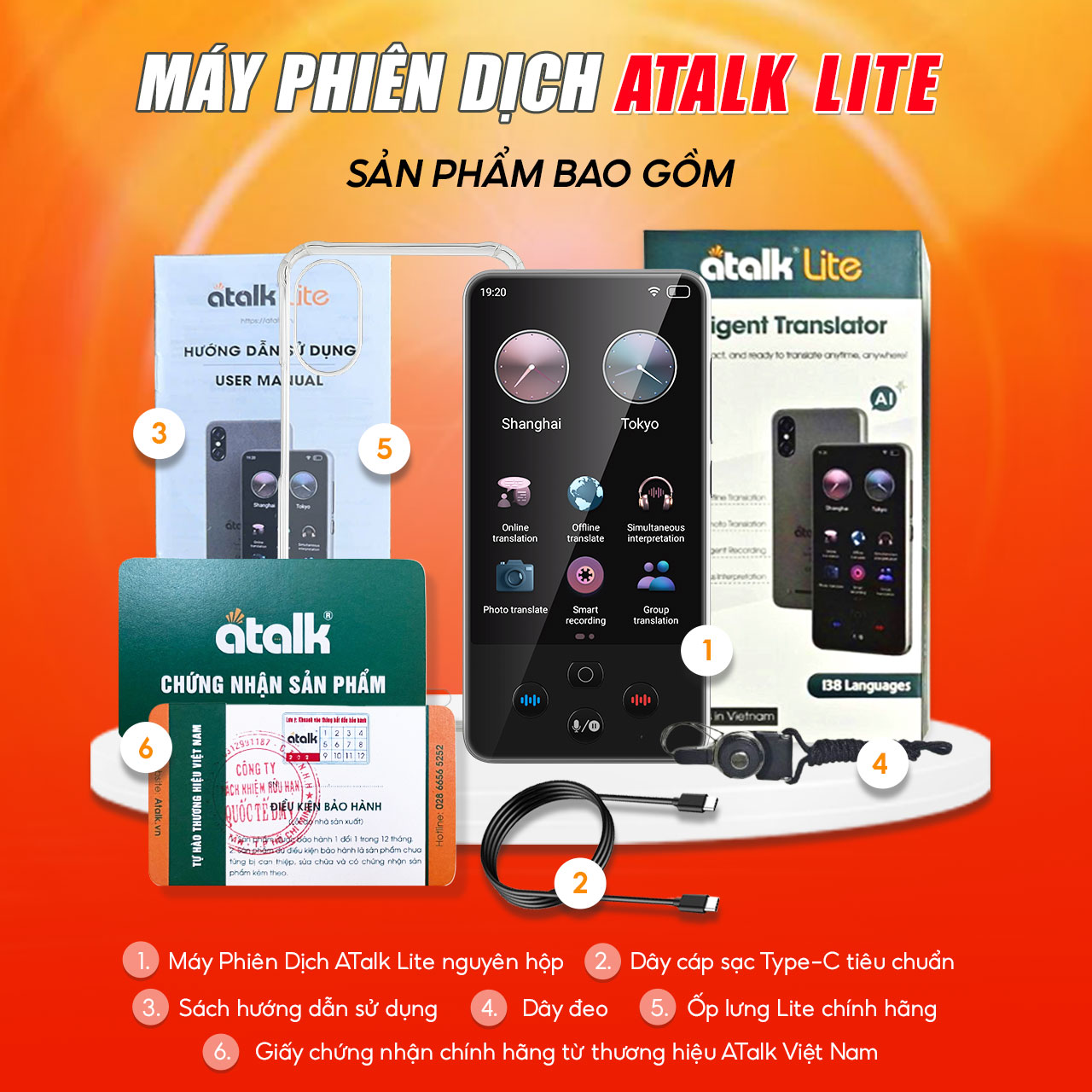 Khi Mua Máy Phiên Dịch ATalk Lite Gồm Có