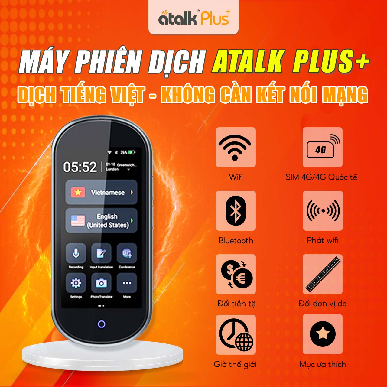 Các Tiện Ích Của Máy Phiên Dịch Ngôn Ngữ ATalk Plus+