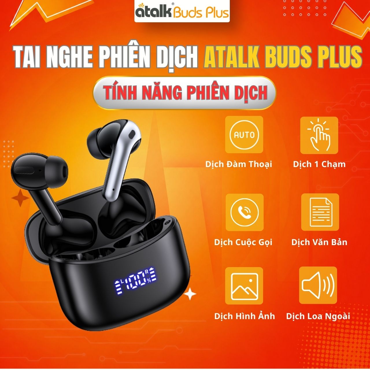Tai Nghe Phiên Dịch ATalk Buds Plus Pin Bền Bỉ Dùng Đến 6 Giờ