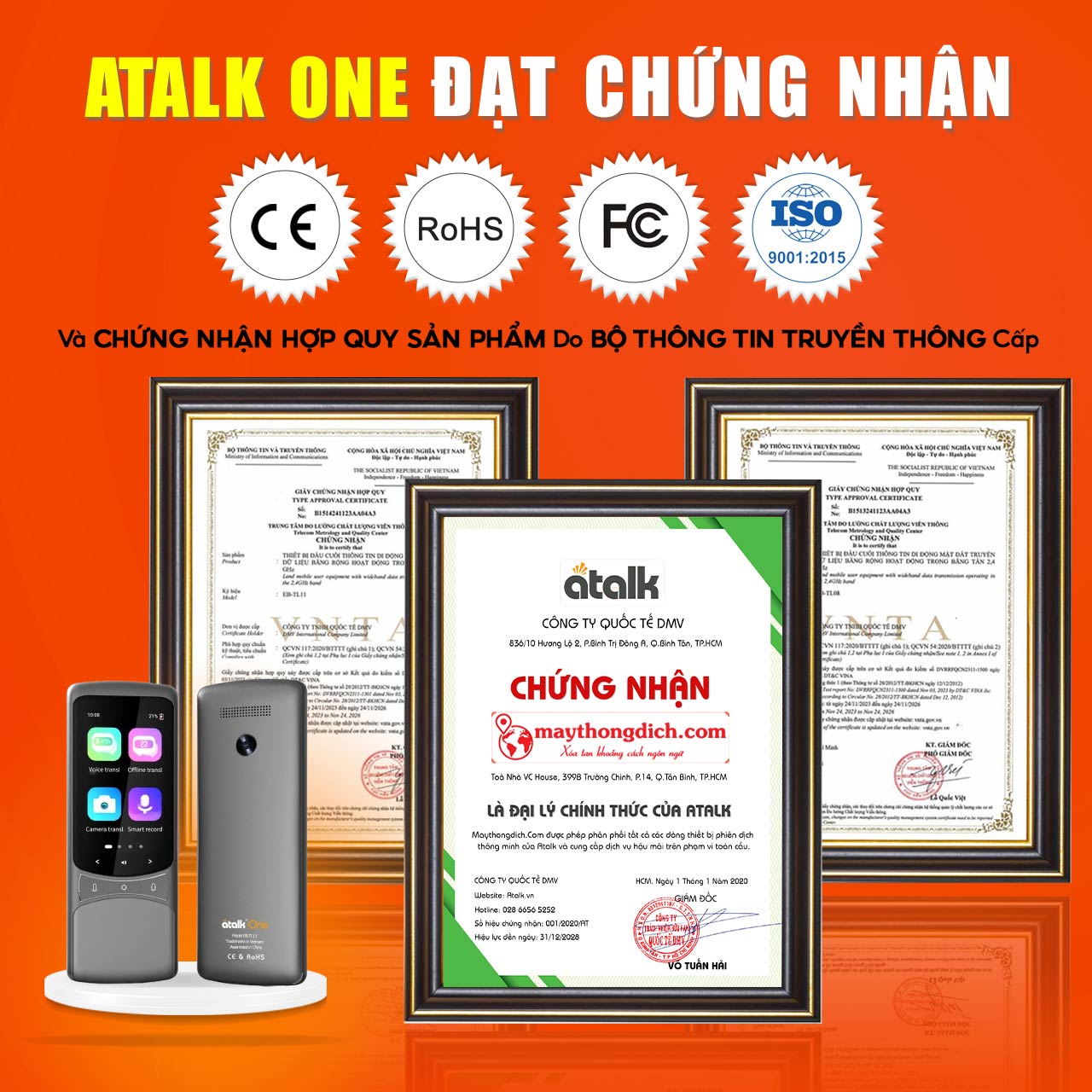 Máy Dịch Ngôn Ngữ ATalk One Được Phân Phối Chính Hãng Tại Máy Thông Dịch . Com